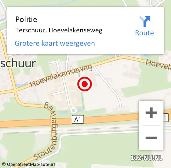 Locatie op kaart van de 112 melding: Politie Terschuur, Hoevelakenseweg op 23 juli 2021 22:22