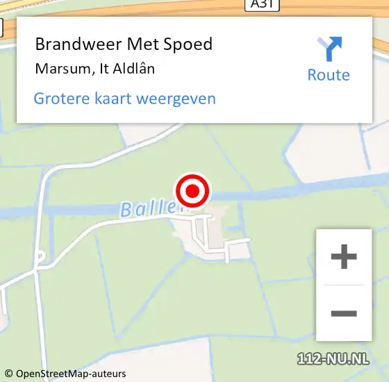 Locatie op kaart van de 112 melding: Brandweer Met Spoed Naar Marsum, It Aldlân op 23 juli 2021 22:58