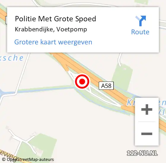 Locatie op kaart van de 112 melding: Politie Met Grote Spoed Naar Krabbendijke, Voetpomp op 23 juli 2021 23:13