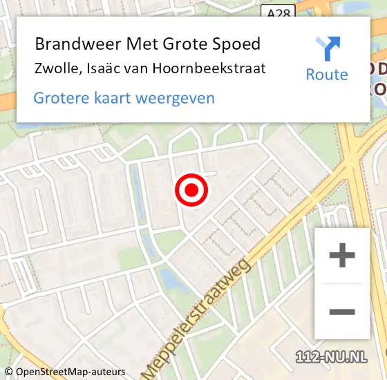 Locatie op kaart van de 112 melding: Brandweer Met Grote Spoed Naar Zwolle, Isaäc van Hoornbeekstraat op 23 juli 2021 23:22