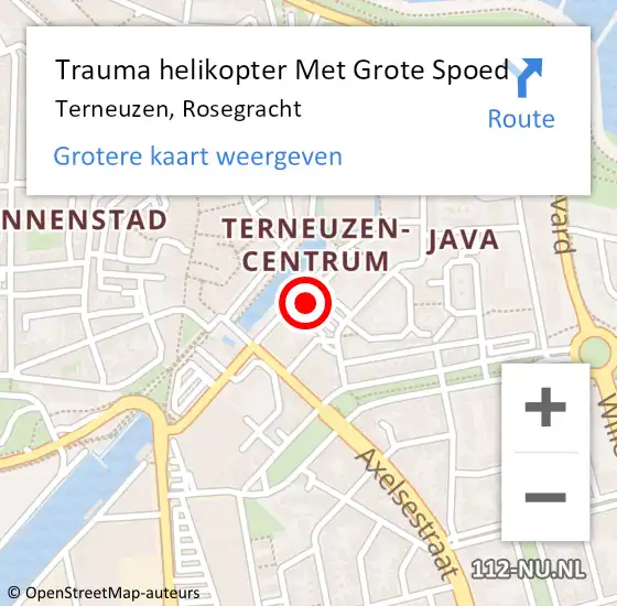 Locatie op kaart van de 112 melding: Trauma helikopter Met Grote Spoed Naar Terneuzen, Rosegracht op 23 juli 2021 23:52