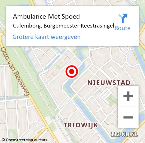 Locatie op kaart van de 112 melding: Ambulance Met Spoed Naar Culemborg, Burgemeester Keestrasingel op 24 juli 2021 00:18