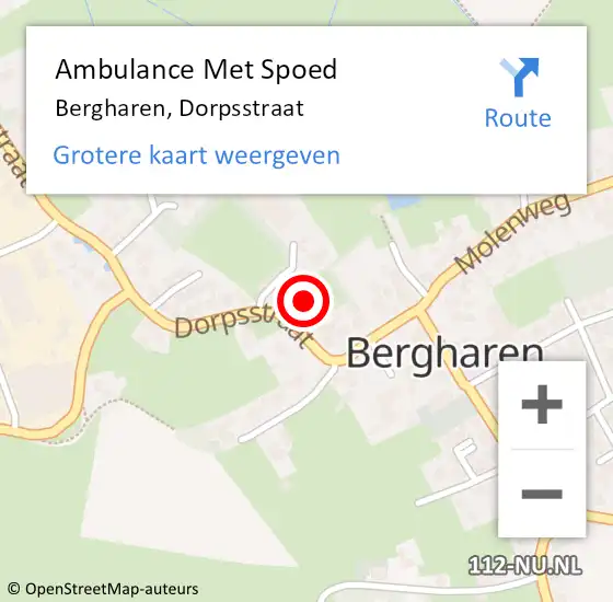 Locatie op kaart van de 112 melding: Ambulance Met Spoed Naar Bergharen, Dorpsstraat op 24 juli 2021 00:21