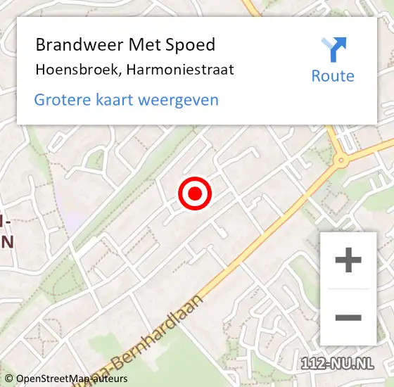 Locatie op kaart van de 112 melding: Brandweer Met Spoed Naar Hoensbroek, Harmoniestraat op 24 juli 2021 00:27