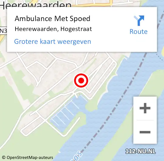 Locatie op kaart van de 112 melding: Ambulance Met Spoed Naar Heerewaarden, Hogestraat op 24 juli 2021 00:52