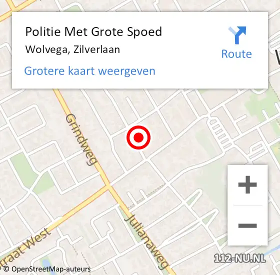 Locatie op kaart van de 112 melding: Politie Met Grote Spoed Naar Wolvega, Zilverlaan op 24 juli 2021 00:56