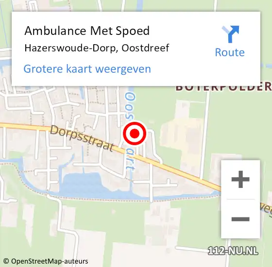 Locatie op kaart van de 112 melding: Ambulance Met Spoed Naar Hazerswoude-Dorp, Oostdreef op 24 juli 2021 01:11