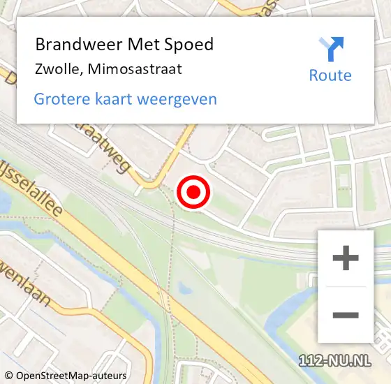 Locatie op kaart van de 112 melding: Brandweer Met Spoed Naar Zwolle, Mimosastraat op 24 juli 2021 01:37