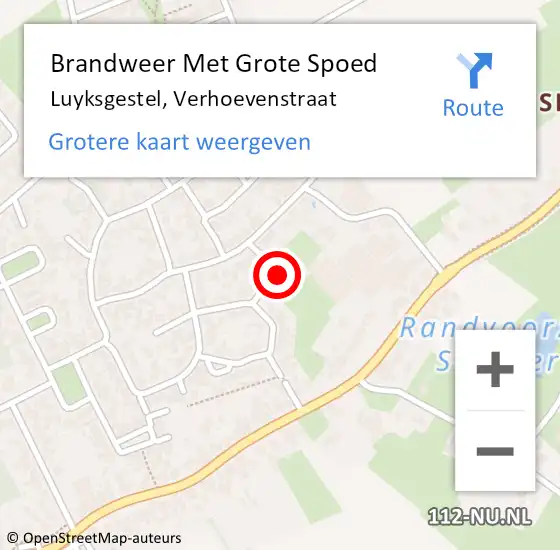 Locatie op kaart van de 112 melding: Brandweer Met Grote Spoed Naar Luyksgestel, Verhoevenstraat op 24 juli 2021 02:42