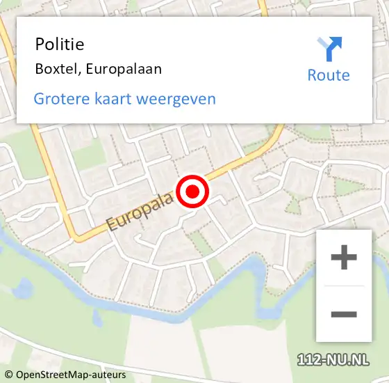 Locatie op kaart van de 112 melding: Politie Boxtel, Europalaan op 24 juli 2021 03:20