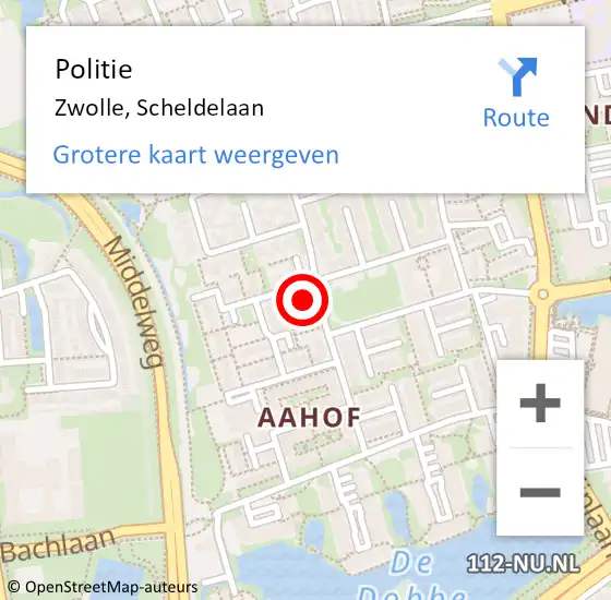 Locatie op kaart van de 112 melding: Politie Zwolle, Scheldelaan op 24 juli 2021 03:39