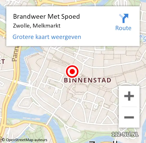 Locatie op kaart van de 112 melding: Brandweer Met Spoed Naar Zwolle, Melkmarkt op 24 juli 2021 04:28