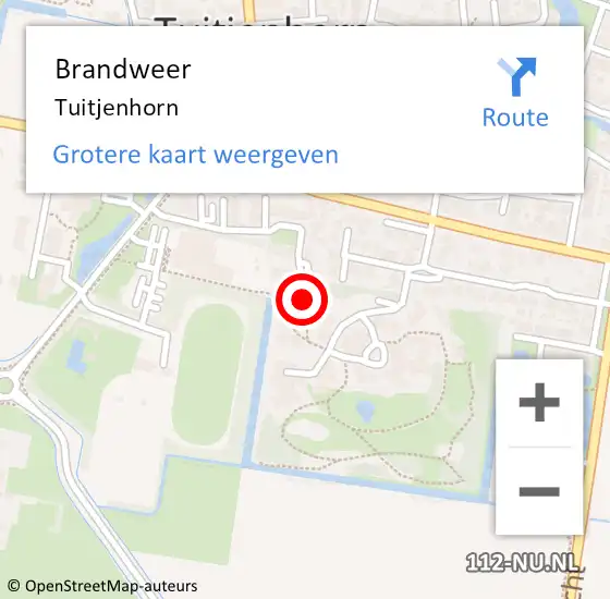 Locatie op kaart van de 112 melding: Brandweer Tuitjenhorn op 17 juni 2014 14:02