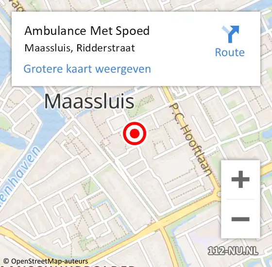 Locatie op kaart van de 112 melding: Ambulance Met Spoed Naar Maassluis, Ridderstraat op 24 juli 2021 04:55