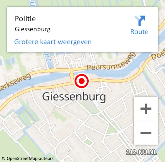 Locatie op kaart van de 112 melding: Politie Giessenburg op 24 juli 2021 05:30