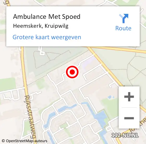 Locatie op kaart van de 112 melding: Ambulance Met Spoed Naar Heemskerk, Kruipwilg op 24 juli 2021 05:44