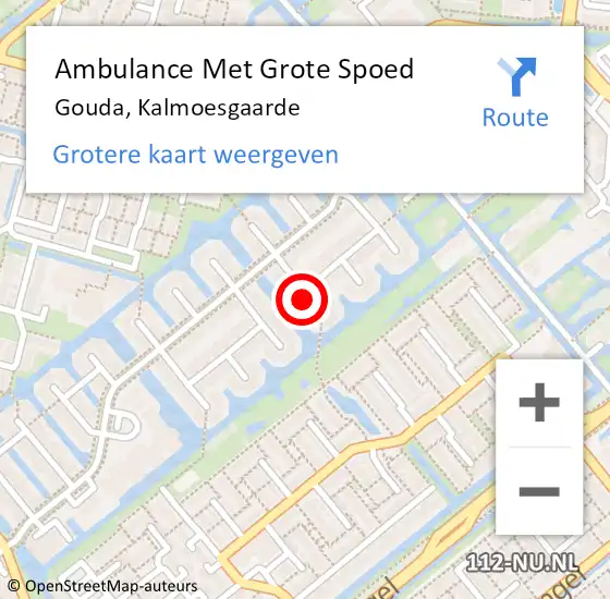 Locatie op kaart van de 112 melding: Ambulance Met Grote Spoed Naar Gouda, Kalmoesgaarde op 24 juli 2021 05:51