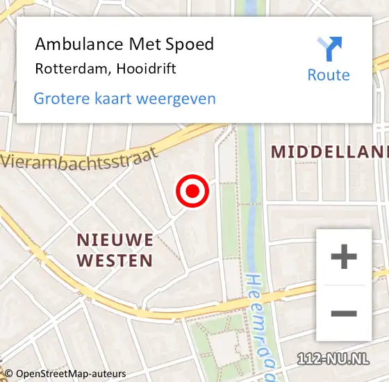 Locatie op kaart van de 112 melding: Ambulance Met Spoed Naar Rotterdam, Hooidrift op 24 juli 2021 06:24