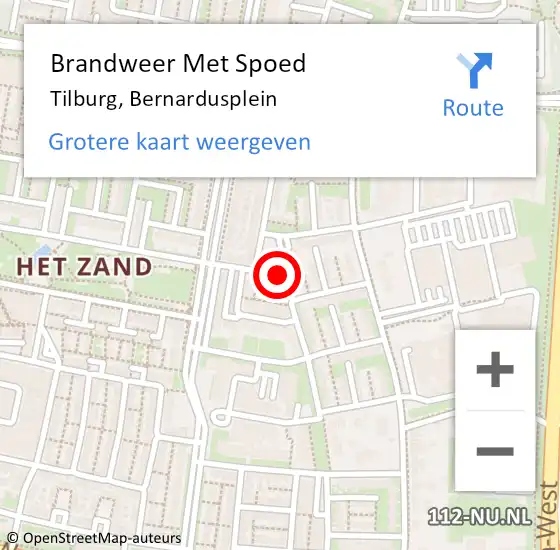 Locatie op kaart van de 112 melding: Brandweer Met Spoed Naar Tilburg, Bernardusplein op 24 juli 2021 07:33