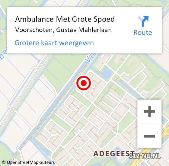 Locatie op kaart van de 112 melding: Ambulance Met Grote Spoed Naar Voorschoten, Gustav Mahlerlaan op 24 juli 2021 07:55