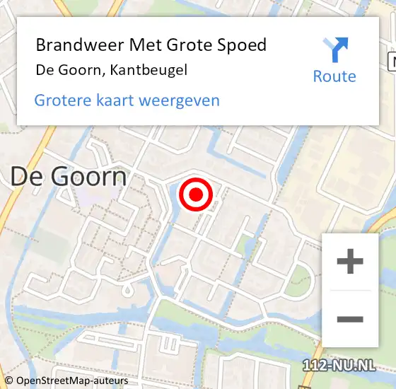 Locatie op kaart van de 112 melding: Brandweer Met Grote Spoed Naar De Goorn, Kantbeugel op 5 oktober 2013 11:56