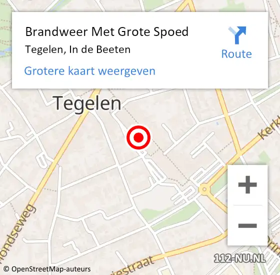 Locatie op kaart van de 112 melding: Brandweer Met Grote Spoed Naar Tegelen, In de Beeten op 24 juli 2021 08:14