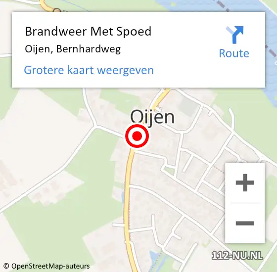 Locatie op kaart van de 112 melding: Brandweer Met Spoed Naar Oijen, Bernhardweg op 24 juli 2021 08:23