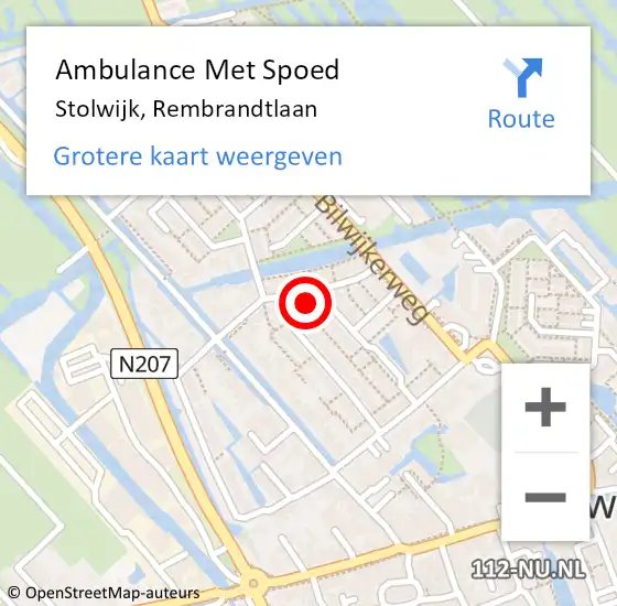 Locatie op kaart van de 112 melding: Ambulance Met Spoed Naar Stolwijk, Rembrandtlaan op 24 juli 2021 08:32