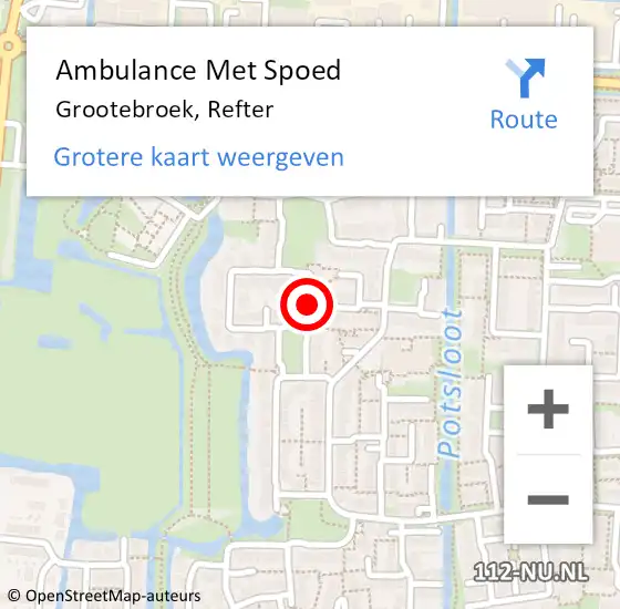 Locatie op kaart van de 112 melding: Ambulance Met Spoed Naar Grootebroek, Refter op 24 juli 2021 09:05