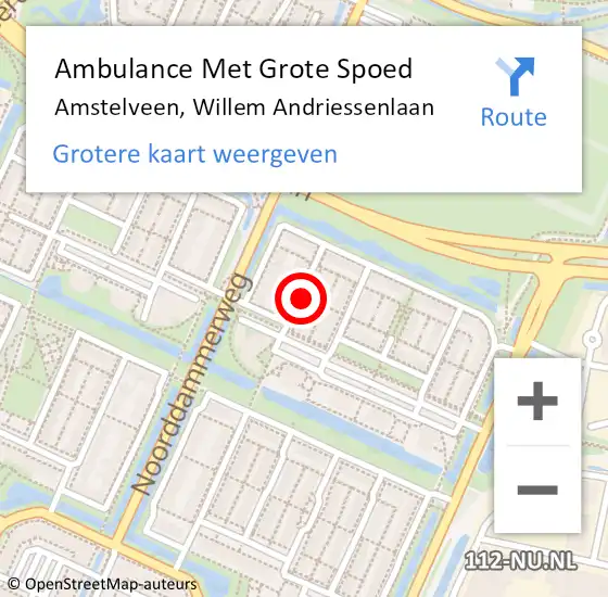 Locatie op kaart van de 112 melding: Ambulance Met Grote Spoed Naar Amstelveen, Willem Andriessenlaan op 24 juli 2021 10:09