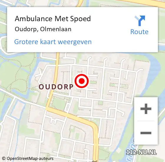 Locatie op kaart van de 112 melding: Ambulance Met Spoed Naar Oudorp, Olmenlaan op 24 juli 2021 10:19