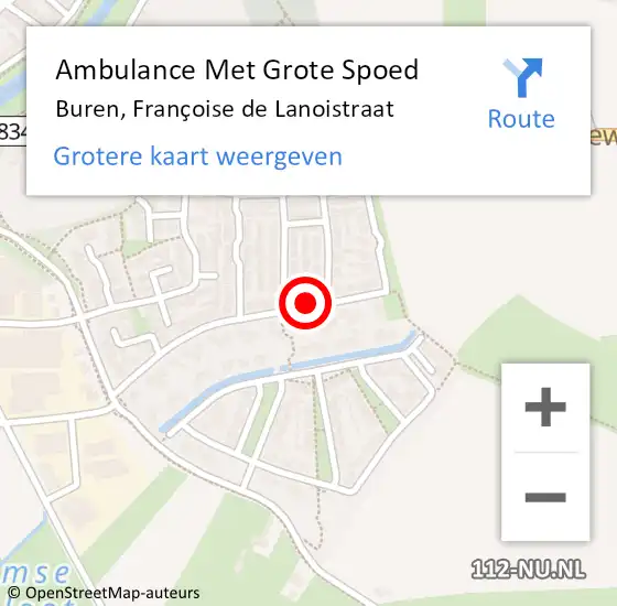 Locatie op kaart van de 112 melding: Ambulance Met Grote Spoed Naar Buren, Françoise de Lanoistraat op 24 juli 2021 10:25