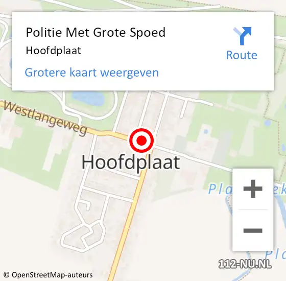 Locatie op kaart van de 112 melding: Politie Met Grote Spoed Naar Hoofdplaat op 24 juli 2021 10:49