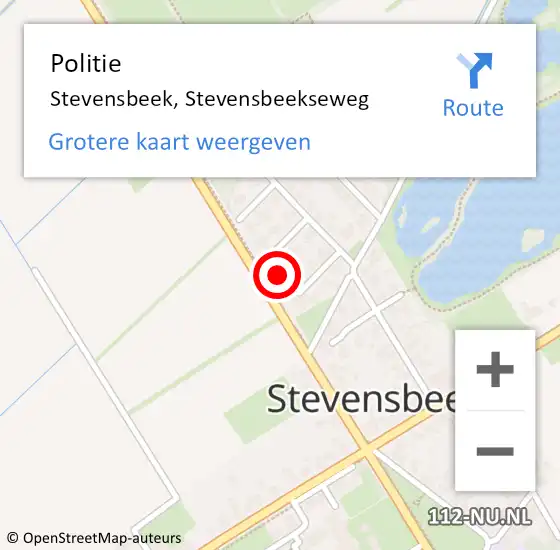 Locatie op kaart van de 112 melding: Politie Stevensbeek, Stevensbeekseweg op 24 juli 2021 11:17