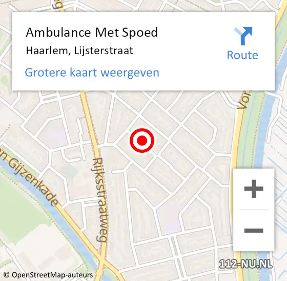 Locatie op kaart van de 112 melding: Ambulance Met Spoed Naar Haarlem, Lijsterstraat op 24 juli 2021 11:20