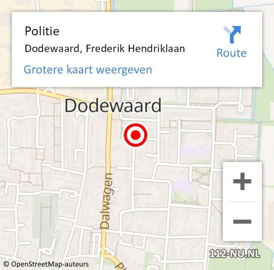 Locatie op kaart van de 112 melding: Politie Dodewaard, Frederik Hendriklaan op 24 juli 2021 11:22