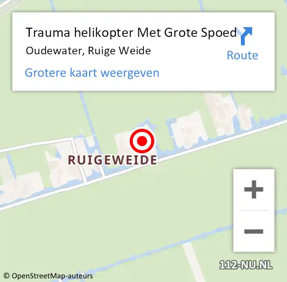 Locatie op kaart van de 112 melding: Trauma helikopter Met Grote Spoed Naar Oudewater, Ruige Weide op 24 juli 2021 11:53