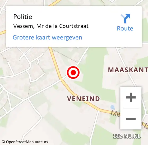 Locatie op kaart van de 112 melding: Politie Vessem, Mr de la Courtstraat op 24 juli 2021 12:05