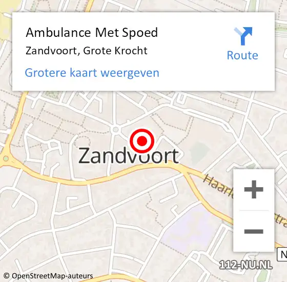 Locatie op kaart van de 112 melding: Ambulance Met Spoed Naar Zandvoort, Grote Krocht op 24 juli 2021 12:06