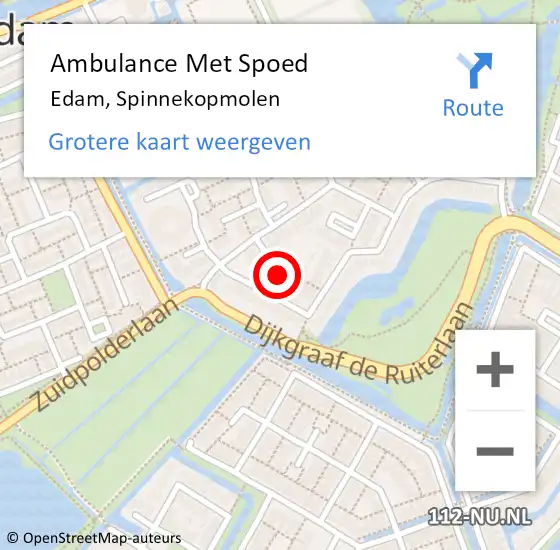 Locatie op kaart van de 112 melding: Ambulance Met Spoed Naar Edam, Spinnekopmolen op 24 juli 2021 12:10