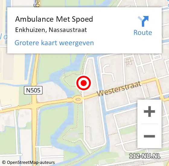 Locatie op kaart van de 112 melding: Ambulance Met Spoed Naar Enkhuizen, Nassaustraat op 24 juli 2021 12:24