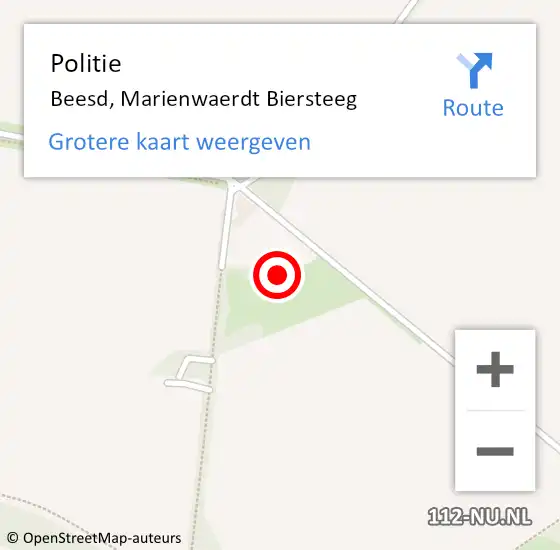 Locatie op kaart van de 112 melding: Politie Beesd, Marienwaerdt Biersteeg op 24 juli 2021 12:34