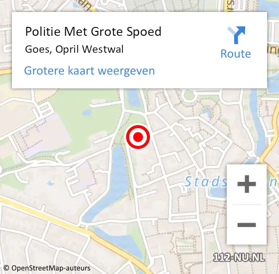 Locatie op kaart van de 112 melding: Politie Met Grote Spoed Naar Goes, Opril Westwal op 24 juli 2021 13:21