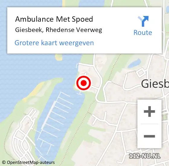 Locatie op kaart van de 112 melding: Ambulance Met Spoed Naar Giesbeek, Rhedense Veerweg op 24 juli 2021 13:25