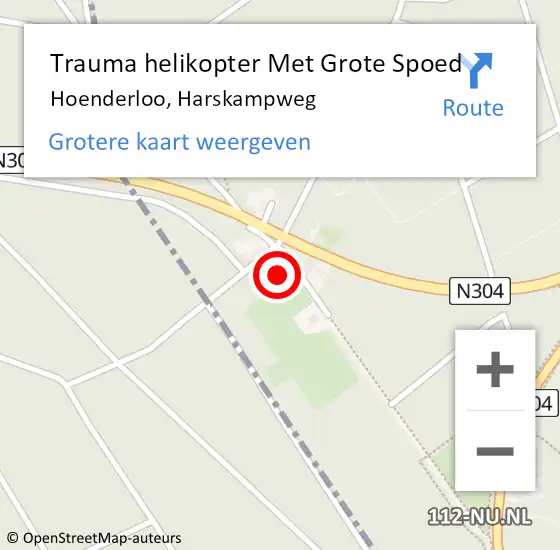 Locatie op kaart van de 112 melding: Trauma helikopter Met Grote Spoed Naar Hoenderloo, Harskampweg op 24 juli 2021 13:28