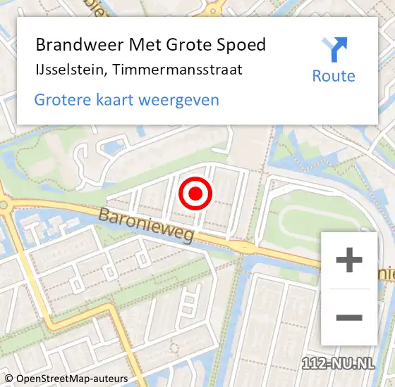 Locatie op kaart van de 112 melding: Brandweer Met Grote Spoed Naar IJsselstein, Timmermansstraat op 24 juli 2021 13:37