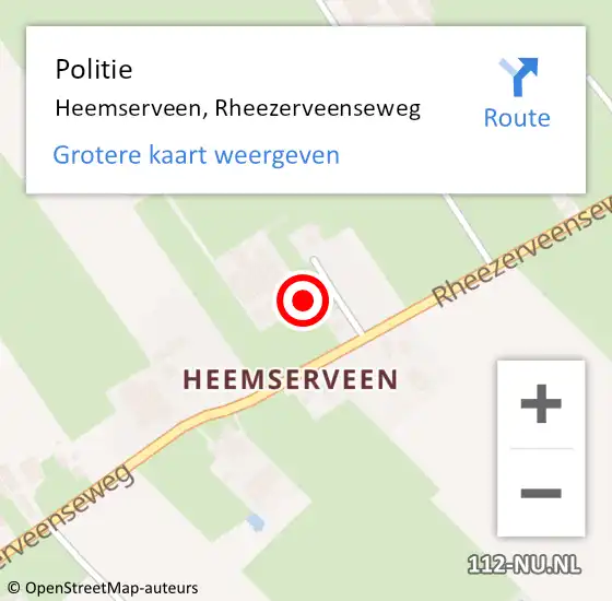 Locatie op kaart van de 112 melding: Politie Heemserveen, Rheezerveenseweg op 24 juli 2021 13:43