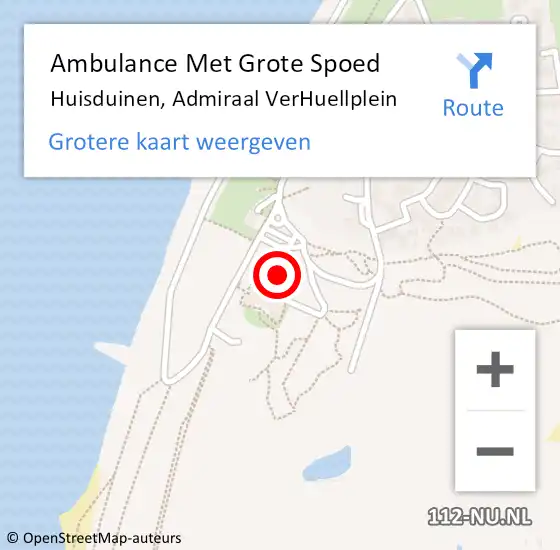 Locatie op kaart van de 112 melding: Ambulance Met Grote Spoed Naar Huisduinen, Admiraal VerHuellplein op 24 juli 2021 14:08