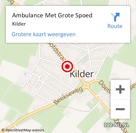 Locatie op kaart van de 112 melding: Ambulance Met Grote Spoed Naar Kilder op 24 juli 2021 14:15