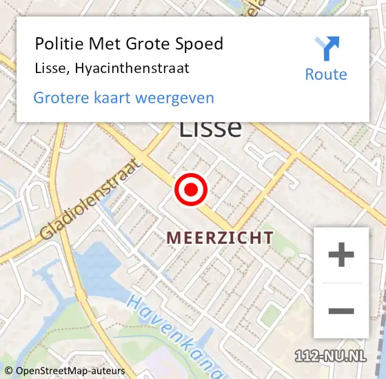 Locatie op kaart van de 112 melding: Politie Met Grote Spoed Naar Lisse, Hyacinthenstraat op 24 juli 2021 14:32